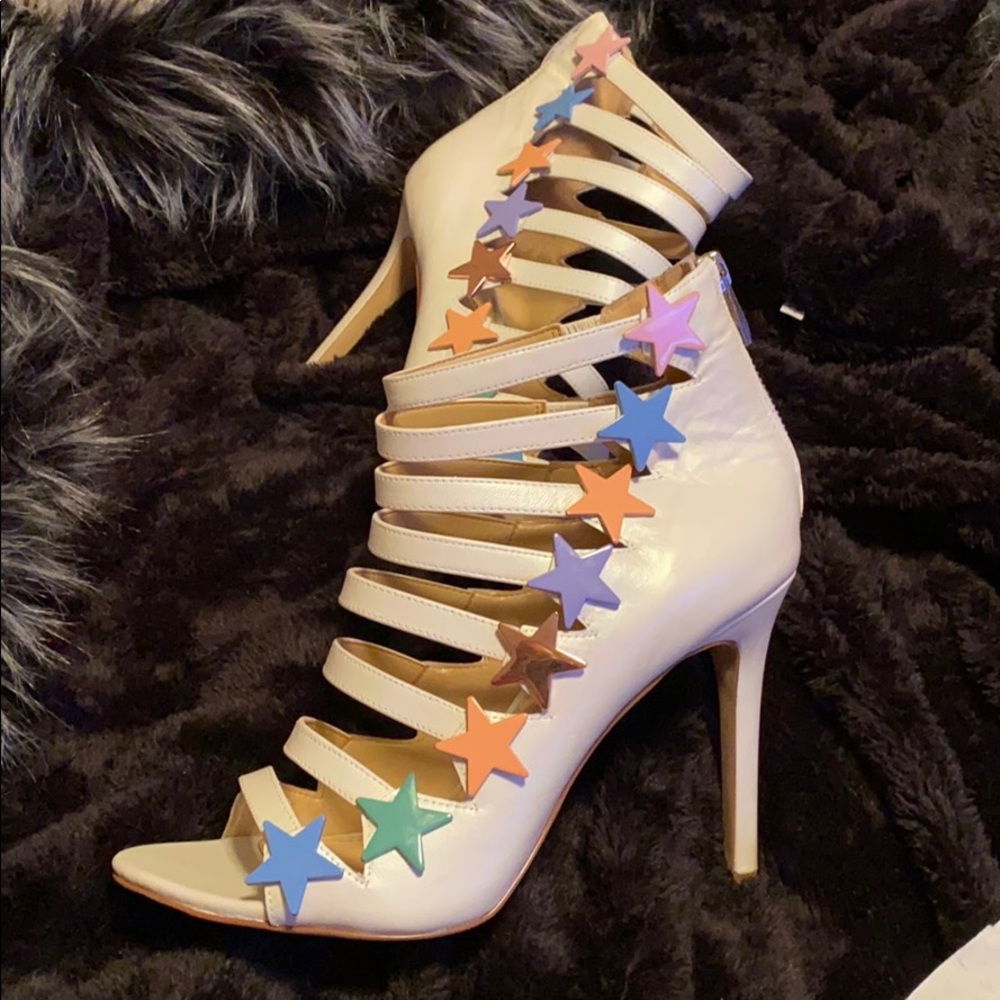 Peep toe strap heels